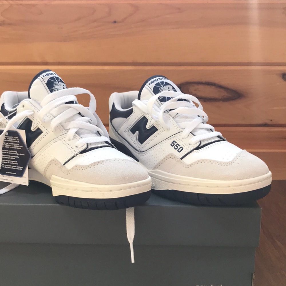 New Balance 550 White and Black Men's Athletic Shoes